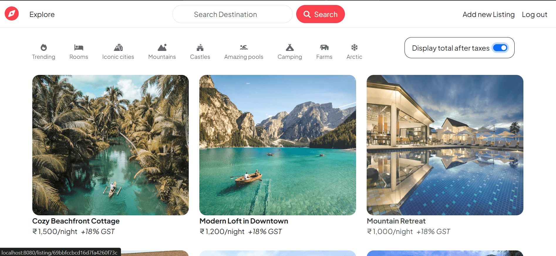 Wanderlust — Airbnb Clone