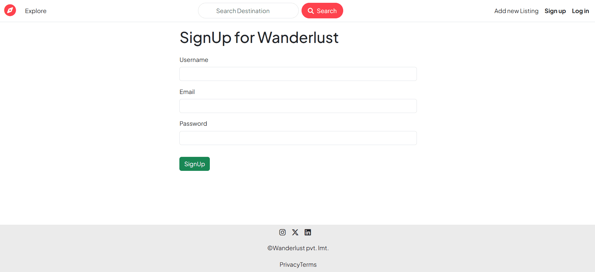 Wanderlust — Airbnb Clone